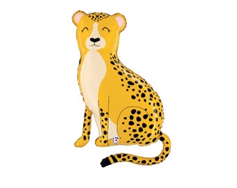 40” jumbo jungle safari cheetah balloon, safari party decorations, wild one, jungle party decorations, two wild, giant cheetah balloon