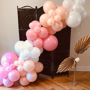 Boho Pink Blush White DIY balloon arch kit | First Birthday Balloon Garland kit | Bachelorette Party Balloon Arch Kit | baby shower balloons