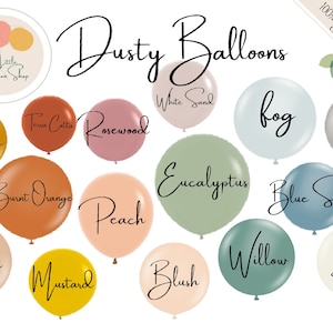 Dusty Natural Latex Balloons, Design Your Own Boho Balloon Arch, Chalky Matte Balloons, Muted Balloons, Dusty Blue Baby Shower, Boho Bridal