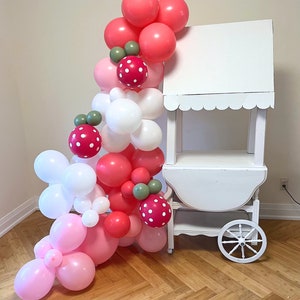 Strawberry Balloon Garland Kit, A Berry First Birthday, a Berry Sweet One Birthday, A Berry Sweet Baby Shower, DIY Strawberry Balloon Arch