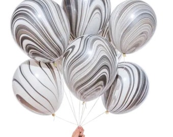 11" Marble Balloon bouquet, wedding shower decoration, black and white decor, marble balloon, agate balloon, 50th birthday, formal decor