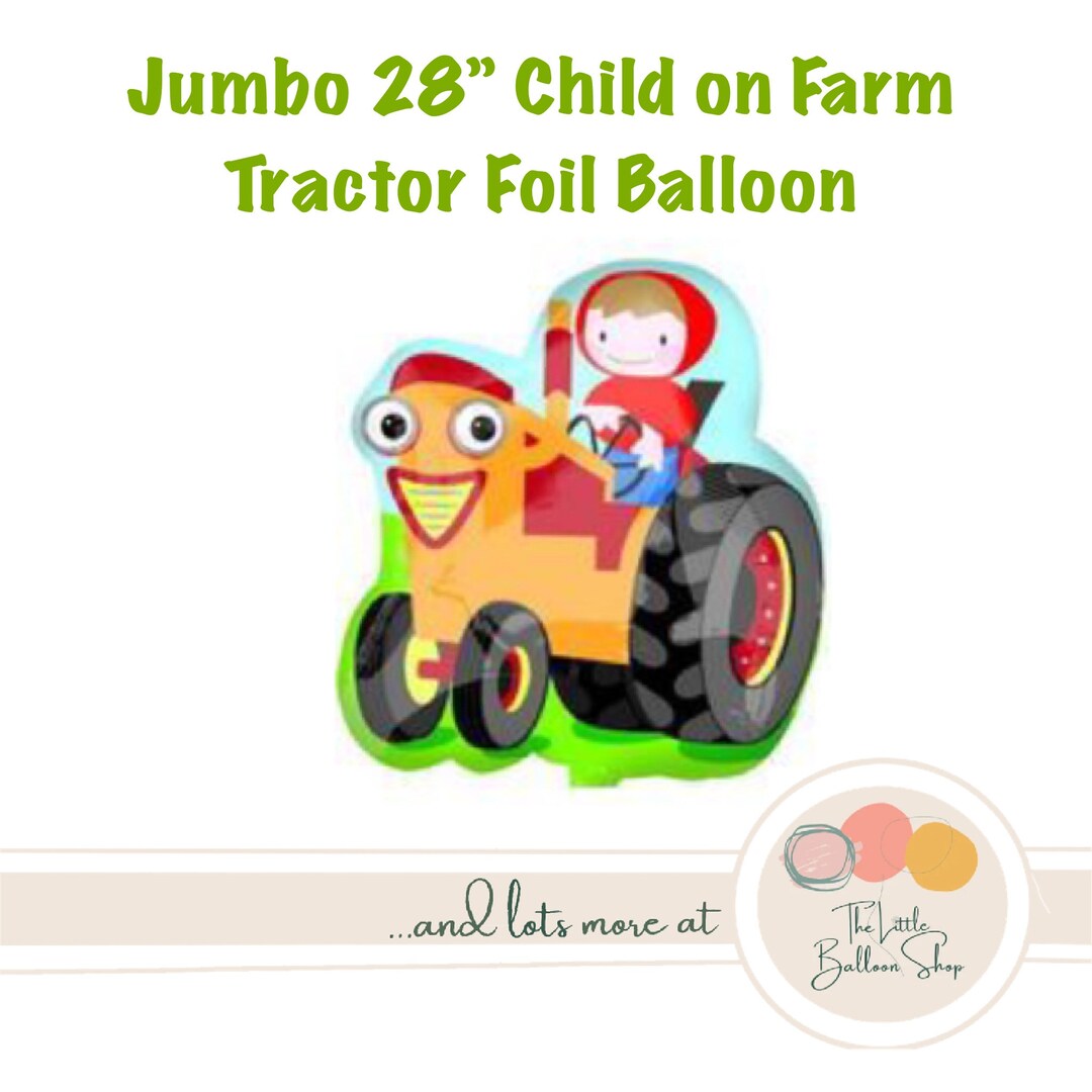 28 Jumbo Child on Farm Tractor Foil Balloon, Tractor Balloon, Farm Birthday Party, Barn Party