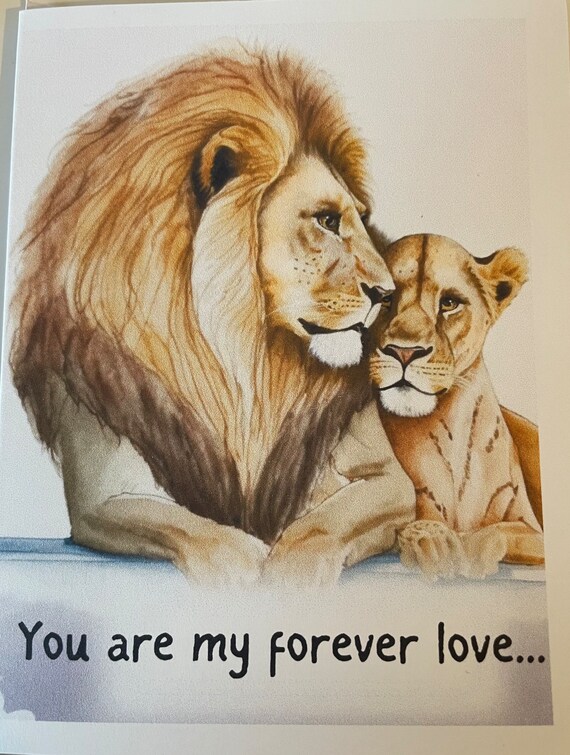 Lion and Tiger Love Greeting Card/ Illustration Lion and Lioness Card/love  Card/i Love You Card//anniversary Card - Etsy