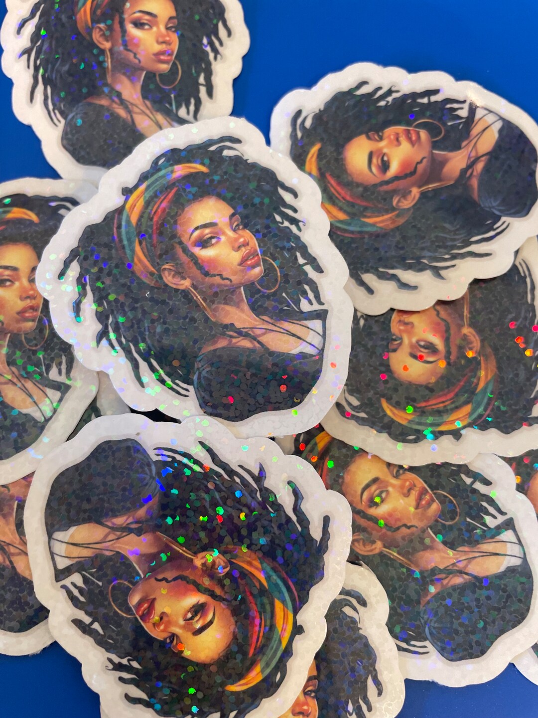 Holographic Melanin Queen With Locs Melanin Sticker With Natural Hair ...