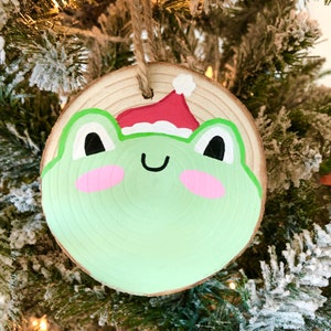 Christmas Froggy Wooden Ornament