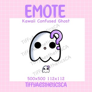 Confused Ghost Emote for Twitch Streamers/Discord Cute Kawaii Emotes