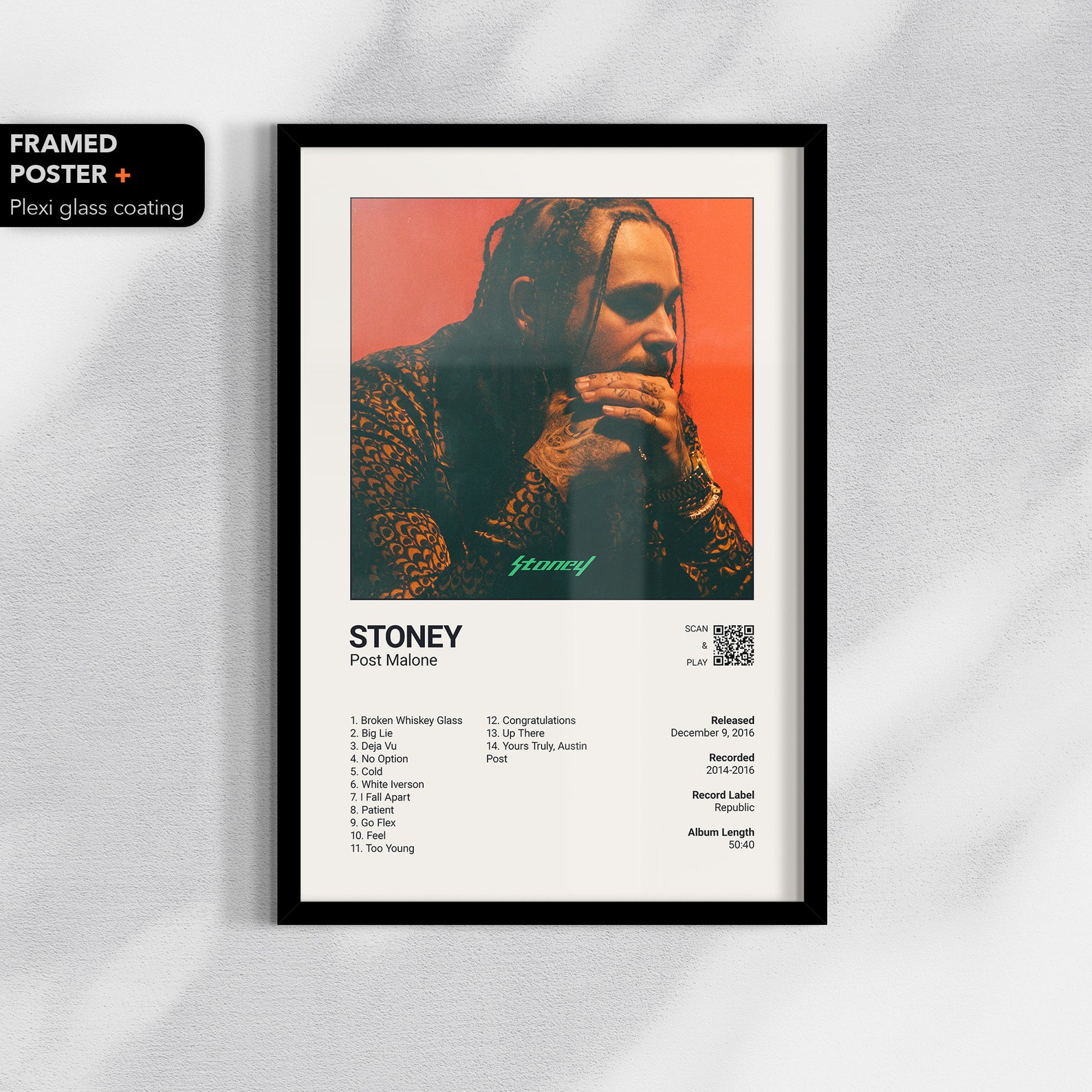 Stoney Album Cover Post Malone Framed Poster Print Music | Etsy
