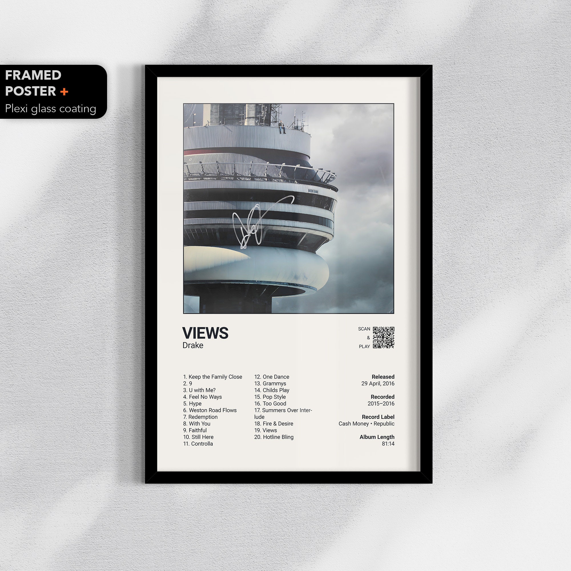 Views Album Cover Drake Framed Poster Print Music Wall Art Etsy UK