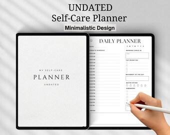 Digital Self-Care Planner: Minimalist Undated Daily, Weekly, Monthly (PDF)