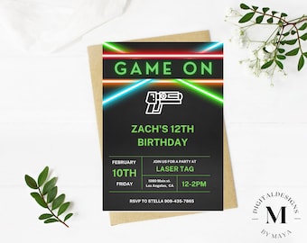 Laser Tag Birthday Party Invitation| Kid's Bday Party Invite Instant Download Printable Invitation editable Invitation