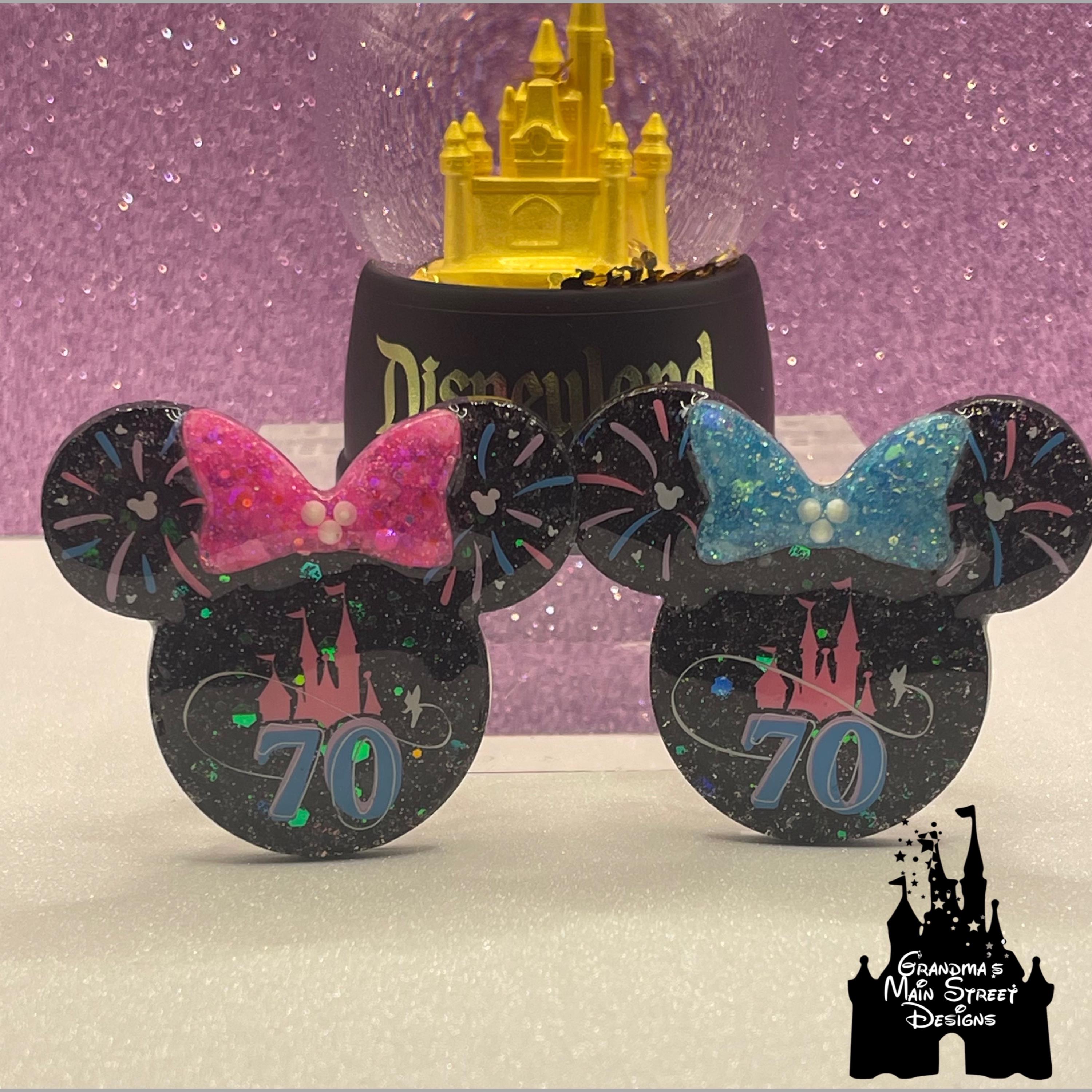 GLOW! 70 Yrs Disneyland Inspired Popsocket ®/phone Grip/badge Reel