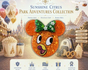 Sunshine Citrus | Park Adventures Collection Phone Grip | Handmade Resin Phone Grip | Badge Reel