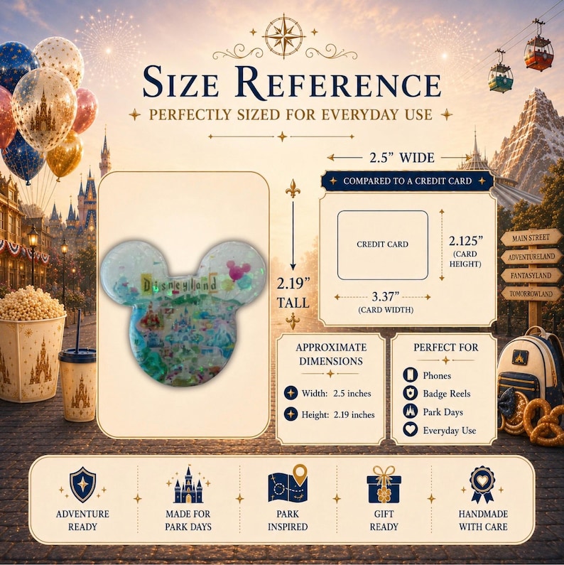 Park Map Memories | Park Adventures Collection Phone Grip | Handmade Resin Phone Grip | Badge Reel image 5