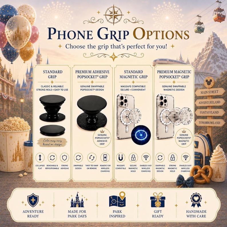 Park Map Memories | Park Adventures Collection Phone Grip | Handmade Resin Phone Grip | Badge Reel image 2