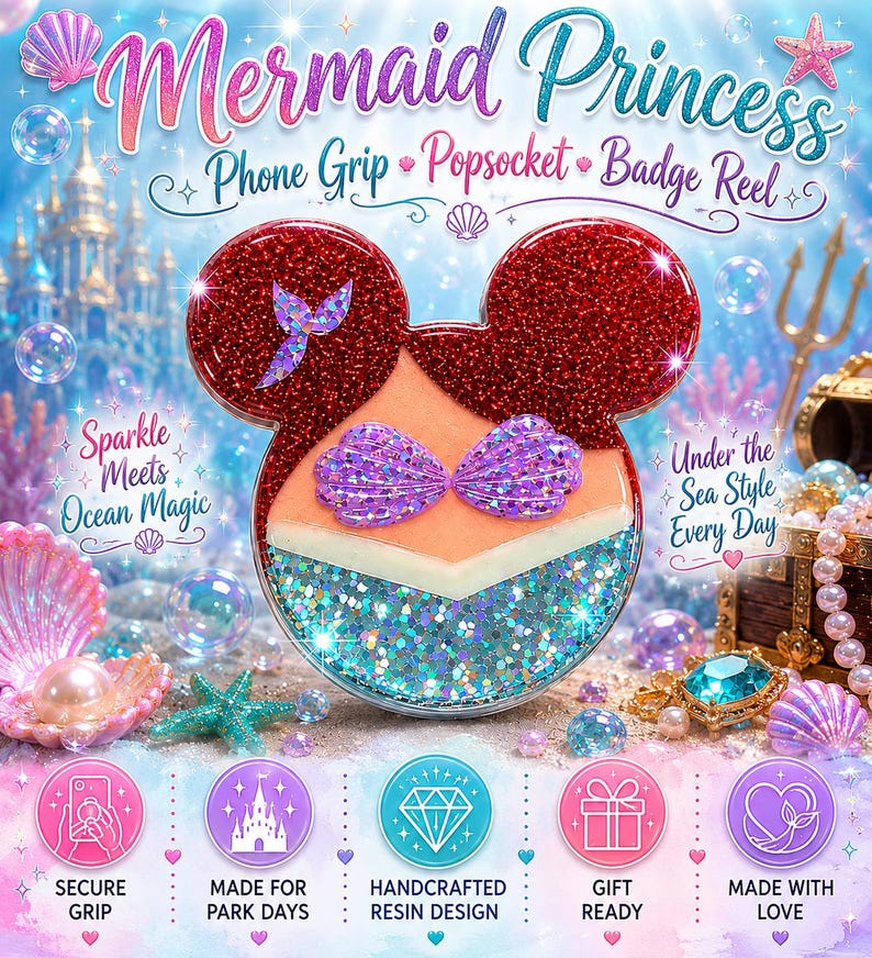 Treasures & Tides | Under the Sea Collection Phone Grip | Handmade ...