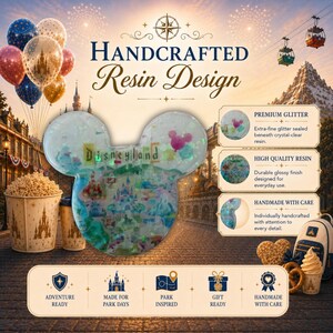 Park Map Memories | Park Adventures Collection Phone Grip | Handmade Resin Phone Grip | Badge Reel image 4