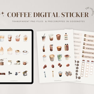 Coffee Digital Sticker | Coffee Lover Digital Sticker | Pre-Cropped Digital Stickers | PNG Stickers | Goodnotes Stickers