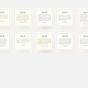 100 stoiska kort | Stoiska meditationer | Stoiska bekräftelsekort | Stoicismgåva | Marcus Aurelius-citat | Amor Fati | Daglig stoik bild 8