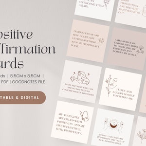 48 Affirmation Cards | Digital Planner Stickers | Printable Affirmation Cards | GoodNotes Sticker | Bullet Journal