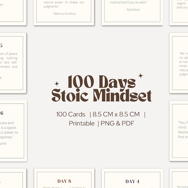 100 Stoic Cards | Stoic Meditations | Stoic Affirmation Cards | Stoicism Gift | Marcus Aurelius Quote | Amor Fati | Daily Stoic