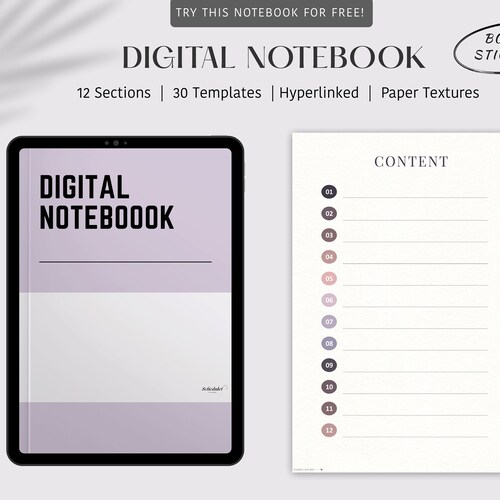 Digital Notebook for Goodnotes & Notability 12 Hyperlinked - Etsy