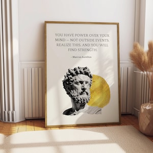 Marcus Aurelius Art Print, Stoic Quotes Wall Decor, Roman Philosophy Poster, Home Office Artwork, Philosophy Gift, Positive affirmations