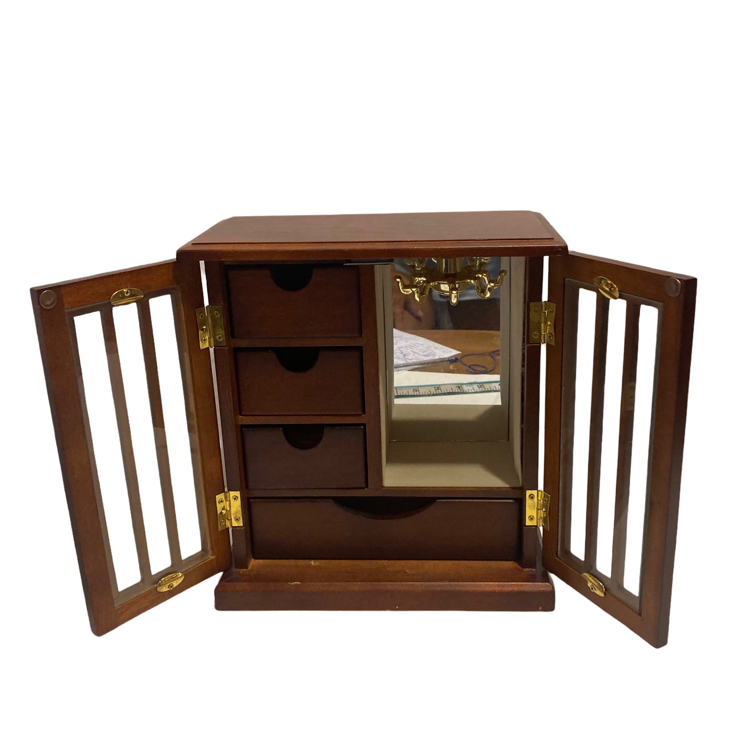 Beautiful Retro Double Door Wooden Jewelry Box Etsy