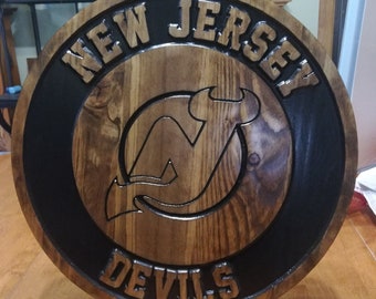 New Jersey Devils Engraved Wood Sign