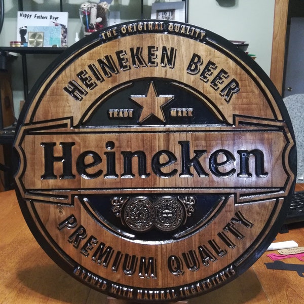 Heineken Engraved Wood Sign