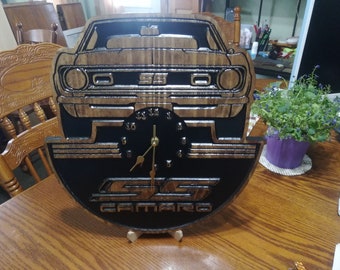 1968 Chevy / Chevrolet Camaro SS Engraved Wooden Wall Clock