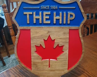 The Tragically Hip Crest Engraved Wood Sign | The Hip | Crest