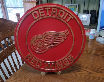 Detroit Red Wings Engraved Wood Sign