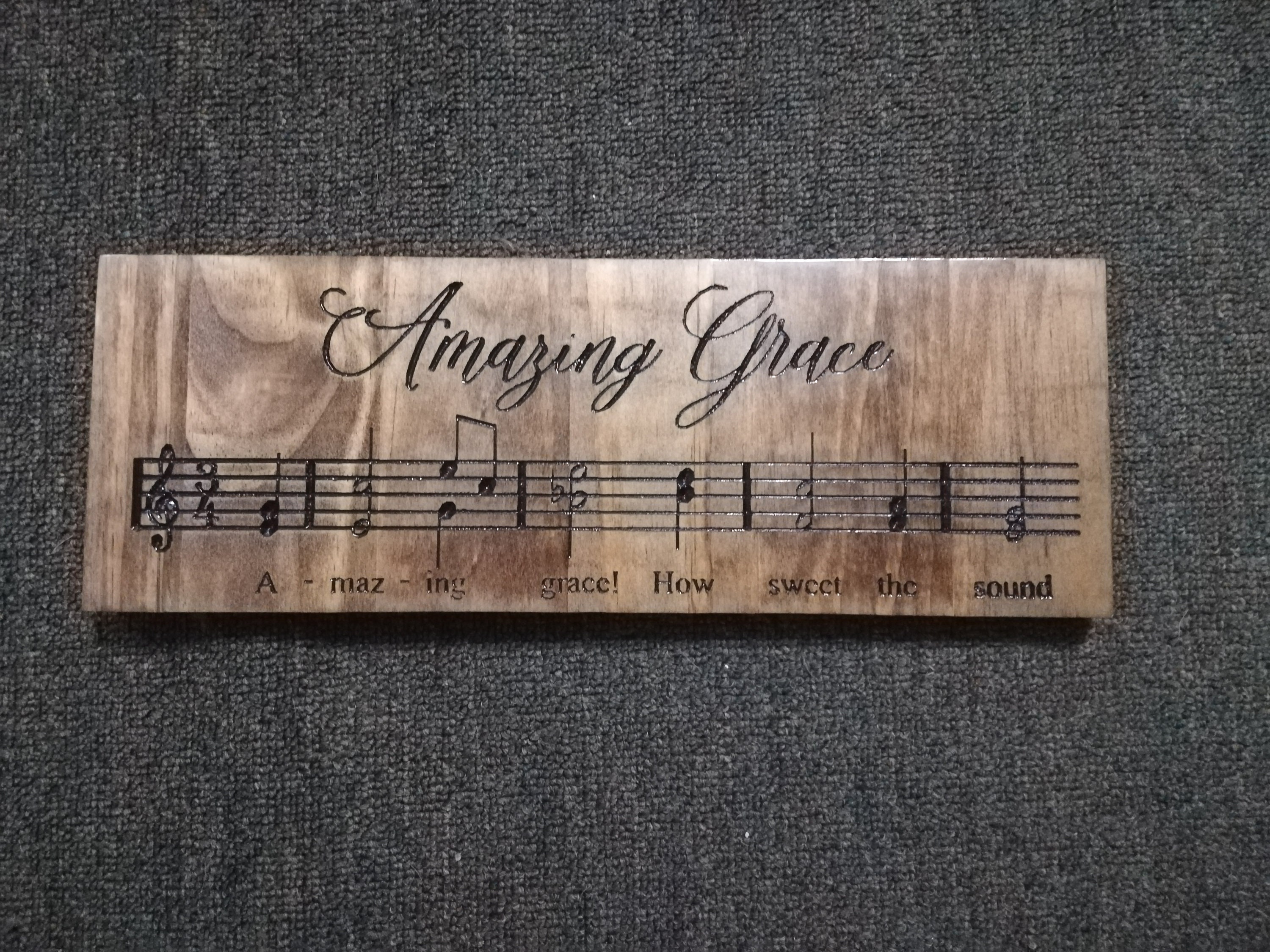 Amazing Grace Engraved Wood Sign