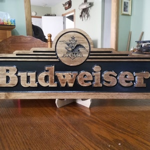 Budweiser Beer Engraved Wood Sign
