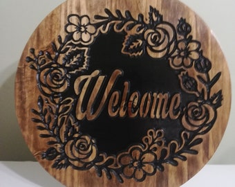 Welcome Round Engraved Sign