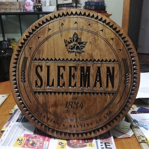 Sleeman Engraved Wood Sign