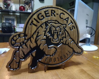 Hamilton Tiger Cats Engraved Wood Sign
