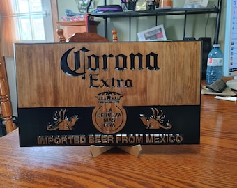 非売品Corona Extra LEDサイン 木製 約50cm Corona Extra コロナ・ビール 木目調 LED サインボード カフェ 看板
