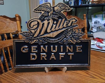 Miller Genuine Draft MGD Engraved Wood Sign