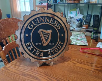 Guinness Extra Stout Beer Cap Engraved Wood Sign
