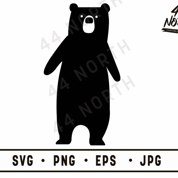 Woodland Bear Silhouette SVG, Digital Download, png, jpeg, eps, bear silhouette, bear svg, camping, outdoor, kid's room, nature, recreation