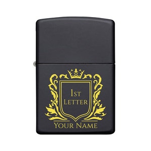 Zippo Black Matte Custom Design Outdoor Indoor Windproof Lighter Free Personalized Engraved Message Permanent Lifetime Engraving on Backside