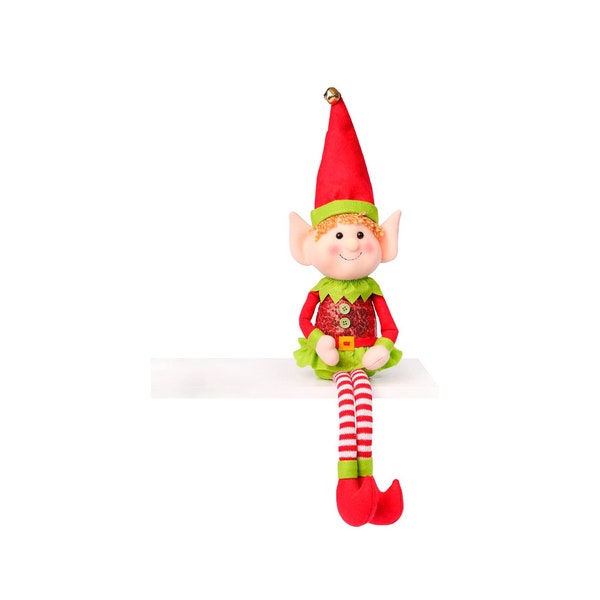 Sitting Elf for Kids - Christmas Elf, Cute Large Elf On The Book Shelf Doll, Handmade – Boy and Girl Christmas 2023 Toy, Girl