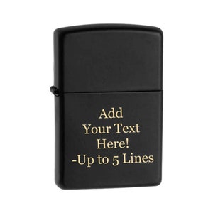 Zwart mat Zippo Outdoor Indoor Winddichte aansteker Gratis custom gepersonaliseerde gegraveerde boodschap Permanente levenslange gravure op achterkant