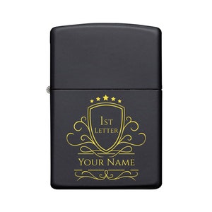 Zippo Black Matte Custom Design Outdoor Indoor Windproof Lighter Free Personalized Engraved Message Permanent Lifetime Engraving on Backside