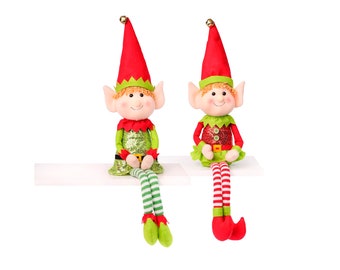 Sitting Elf for Kids - Christmas Elf, Cute Large Elf On The Book Shelf Doll, Handmade – Boy and Girl Christmas 2023 Toy