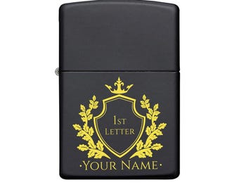 Op maat gegraveerde zippo-aansteker, zwart mat winddicht ontwerp