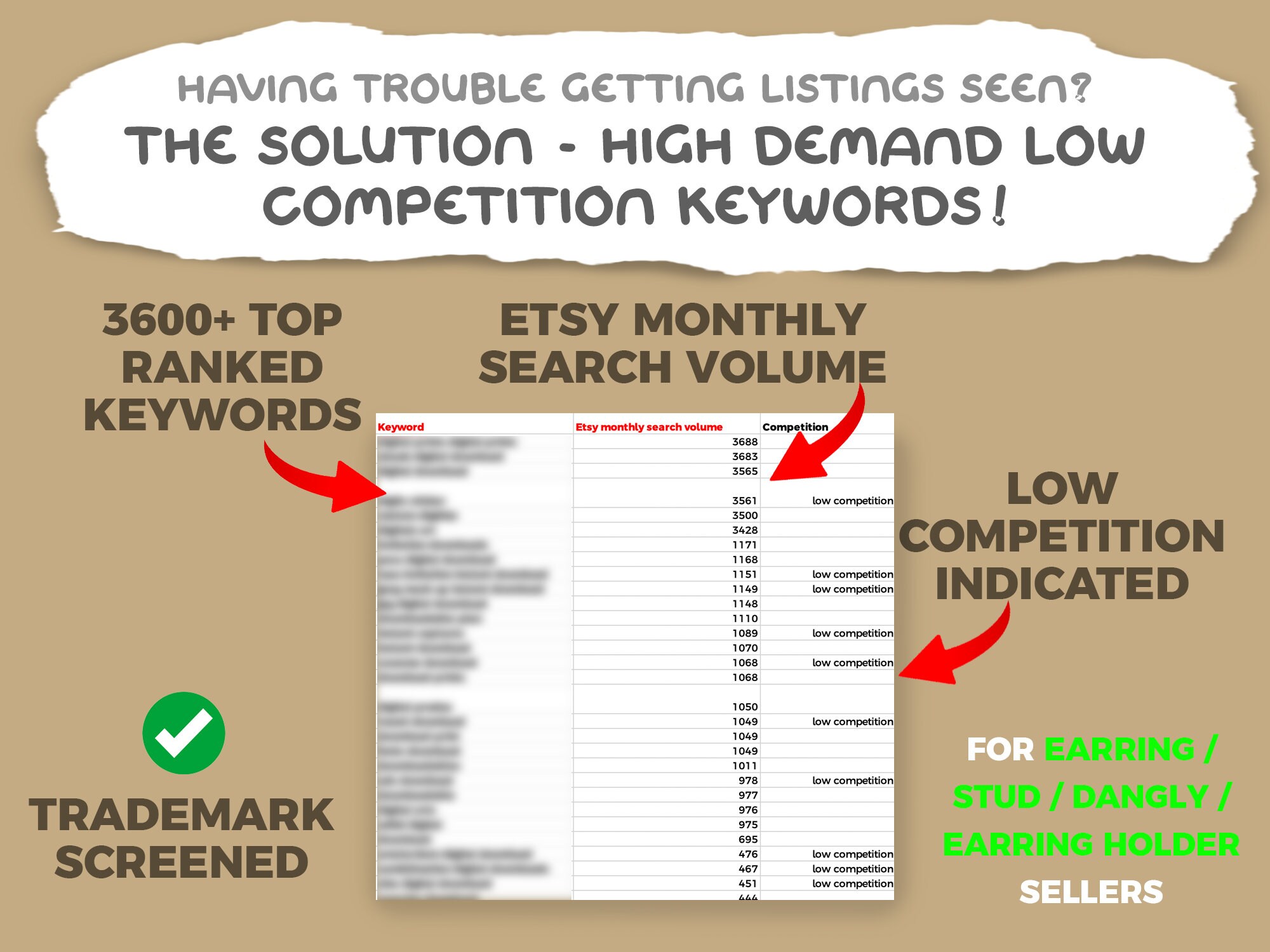 Keywords List for Earring Sellers, Etsy Keywords for Jewelry, Ear Ring Keywords, Etsy SEO
