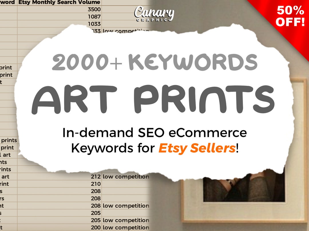 2000 Art Print Keyword List for Sellers, SEO Etsy Keyword Research
