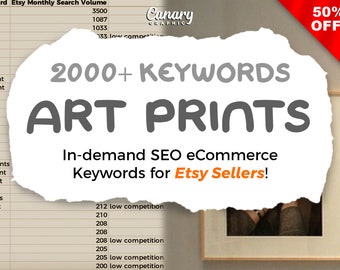 2000+ Art Print Keyword List für Verkäufer, Etsy Keyword Recherche, Longtail Keyword Tags, Digital Download Art Keywords, Print on Demand